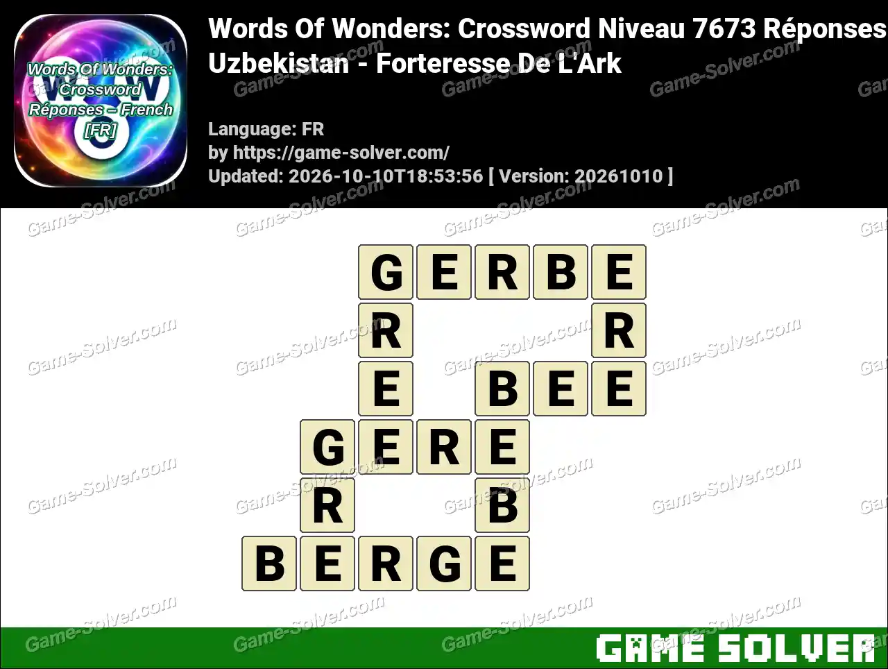 Words Of Wonders: Crossword Niveau 7673 Réponses – Uzbekistan – Forteresse De L’Ark